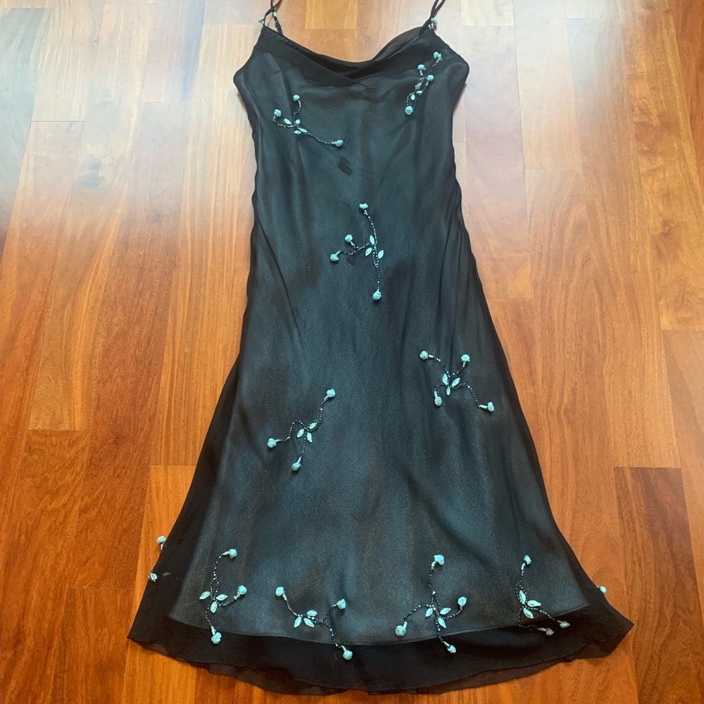 Vintage 90’s Y2K Black embroidered sequined Betsey Johnson Dress size 4 small
